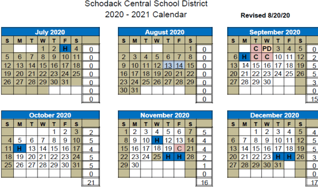 Revised 2020-2021 School Calendar Approved
