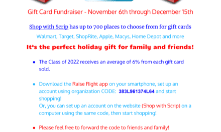 Gift Card Fundraiser For Class of 2022