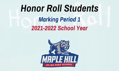 Honor Roll Students for Marking Period 1