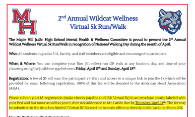 Wildcat Wellness Virtual 5K Run/Walk!