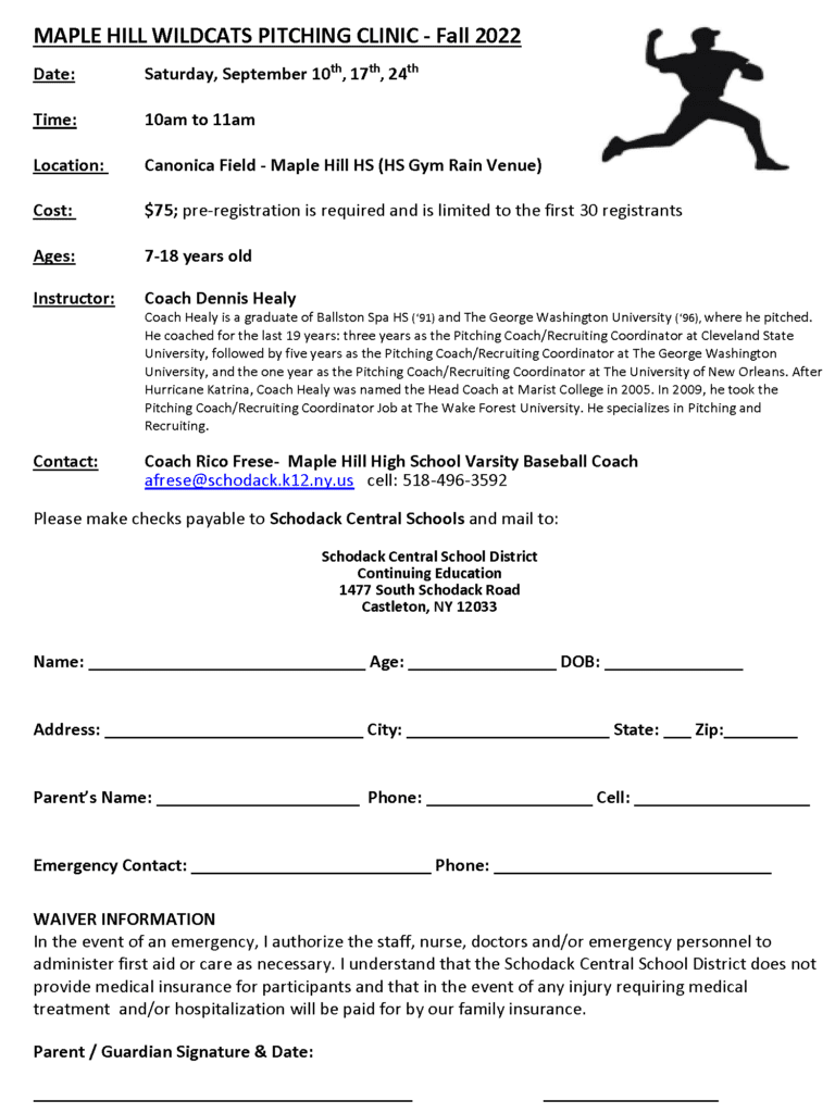 Fall Pitching Clinic Flyer