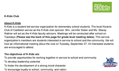 K-Kids Permission Form for Grades 5-6