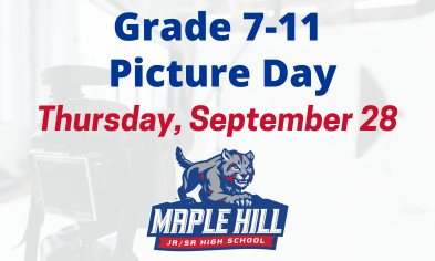 Grade 7-11 Picture Day on Sept. 28