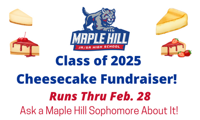 Support the 10th Grade Cheesecake Fundraiser Thru Feb. 28