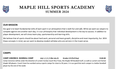 UPDATED: Summer 2024 Sports Academy Registration