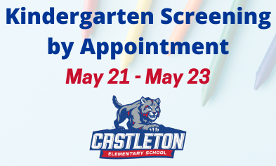 Kindergarten Screening by Appointment on May 21-23