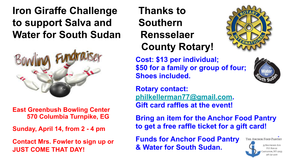 Flyer for 2024 Maple Hill and Rotary Club Bowling Fundraiser