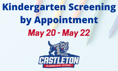 Kindergarten Screening by Appointment on May 20-22