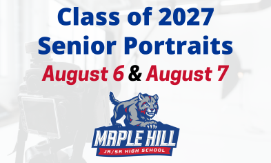 Class of 2027 Senior Portrait Sessions: Thursday, Aug. 6–Friday, Aug. 7