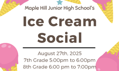 Gr. 7-8 Welcome Back Ice Cream Social on Aug. 27