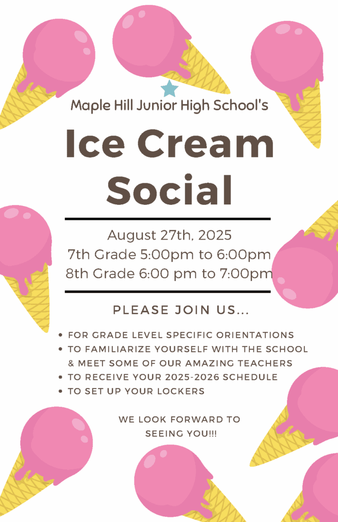 Flyer for 2025 Grades 7 and 8 Ice Cream Social