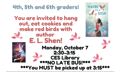 Author E.L. Shen Visiting CES on Oct. 7