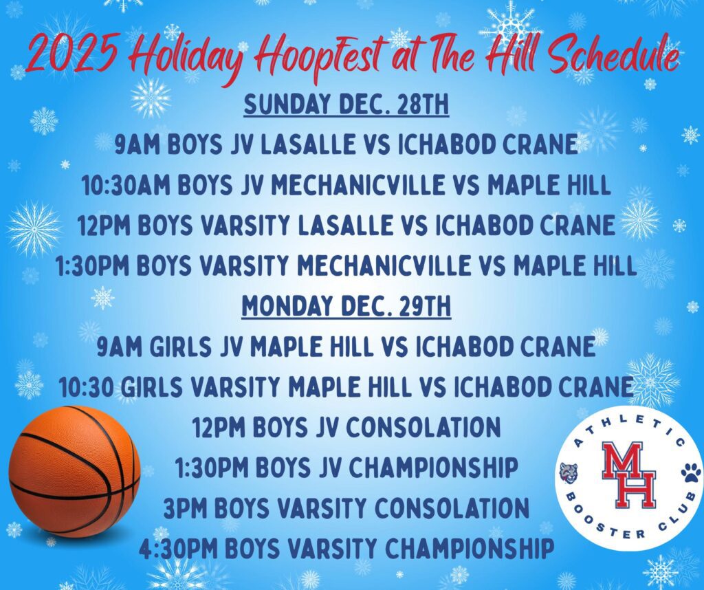 Schedule for the 2025 Maple Hill Holiday Hoopfest