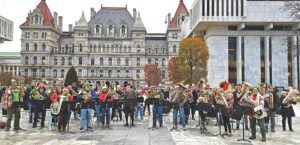 Elementary band students at Empire State Plaza