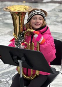 Elementary band students at Empire State Plaza