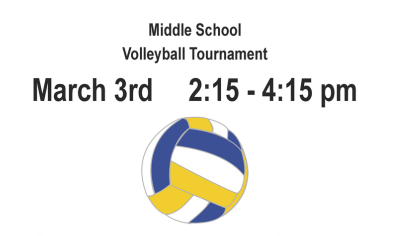 Grades 7-8 Volleyball Tournament on March 3