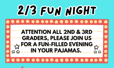 Grades 2-3 Fun Night on March 6, RSVP by Feb. 28