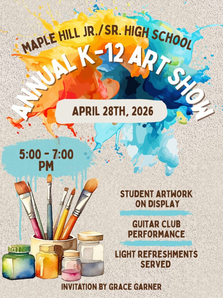 Flyer for Schodack's Annual K–12 Art Show on Tuesday, April 28, 2026.