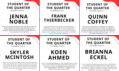 Maple Hill Students of the Quarter: 4th Quarter of 2024-25