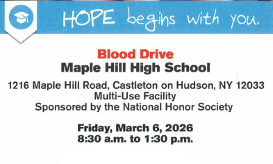 Red Cross Blood Drive at Maple Hill on March 6