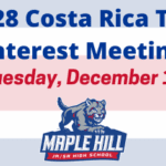 Grades 7–10 Costa Rica Trip Interest Meeting on Dec. 16