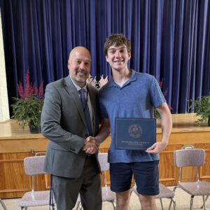 Maple Hill student and Schodack superintendent at the Class of 2026 Top Seniors event.