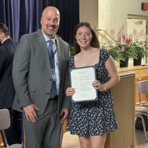 Maple Hill student and Schodack superintendent at the Class of 2026 Top Seniors event.