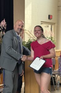 Maple Hill student and Schodack superintendent at the Class of 2026 Top Seniors event.