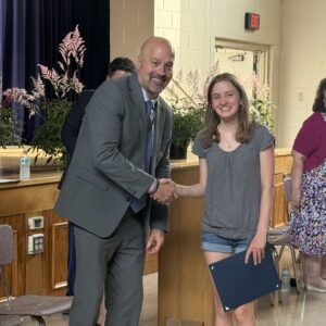Maple Hill student and Schodack superintendent at the Class of 2026 Top Seniors event.